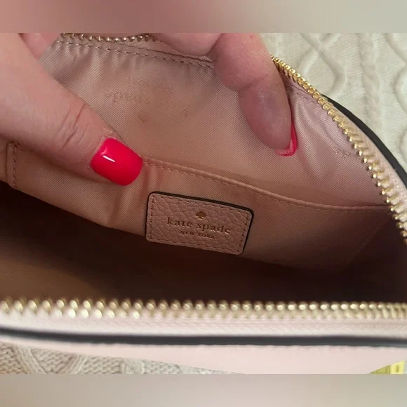 New! Kate Spade Blush Pink Crossbody Bag Zipper Top with Measurements - Picture 9 of 14